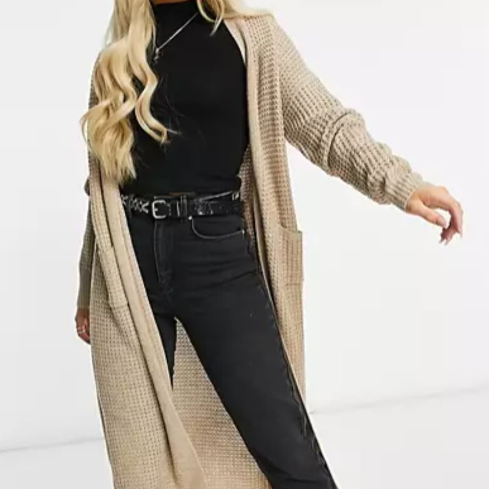 Knit Maxi Cardigan in Stone
